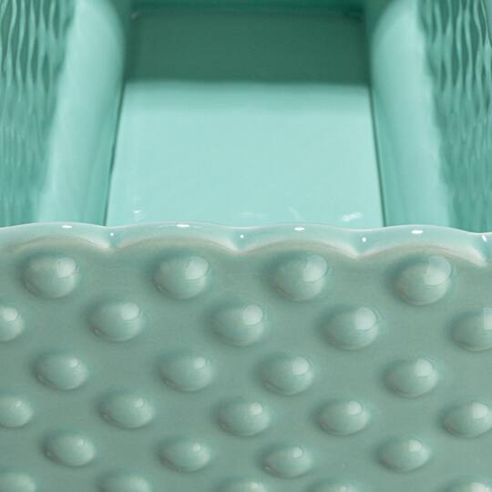 Hello Honey® 11" Mint Ceramic Hobnail Planter with Scalloped Edge